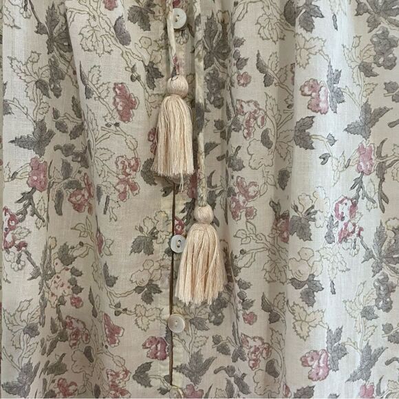 Cleobella 100% Cotton Cream/Gray/Pink Floral Print Peasant Top Sz-S - Picture 4 of 10